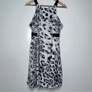 Parker Snow Leopard Print Cross Back Silk Mini Dress Size Small